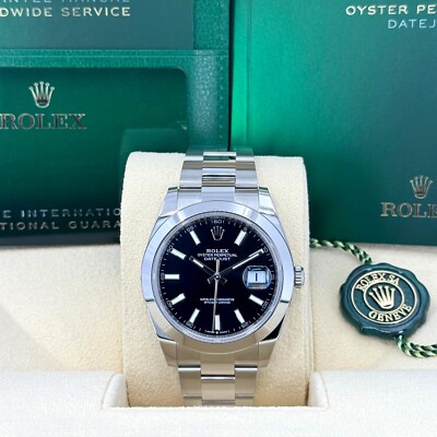Rolex Datejust 41, Oystersteel, Black dial, 126300-0011, Unworn 2024, Complete