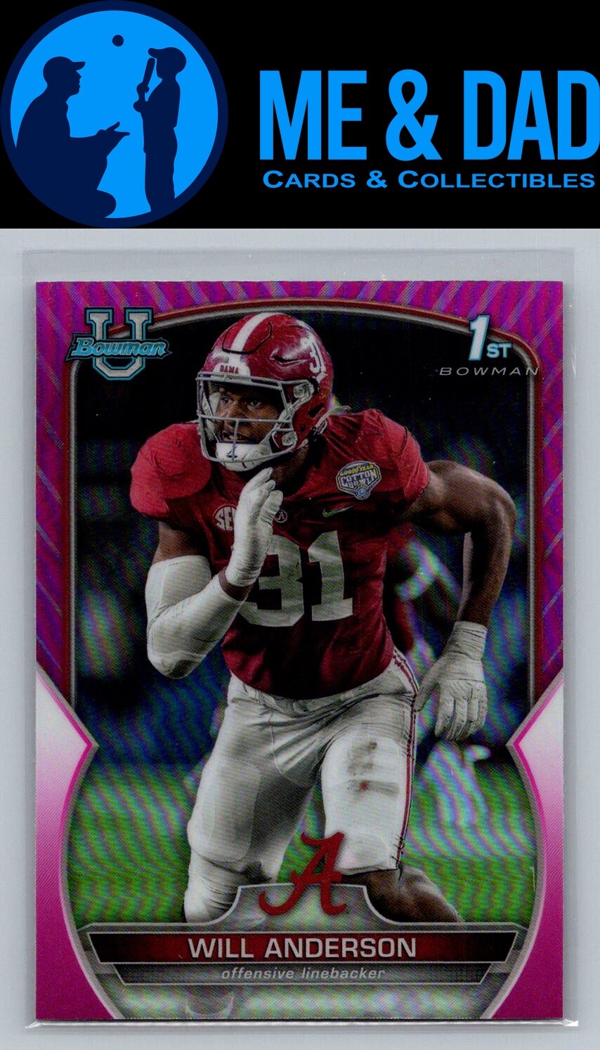 2022 Bowman University Chrome #52 Will Anderson Pink Refractor