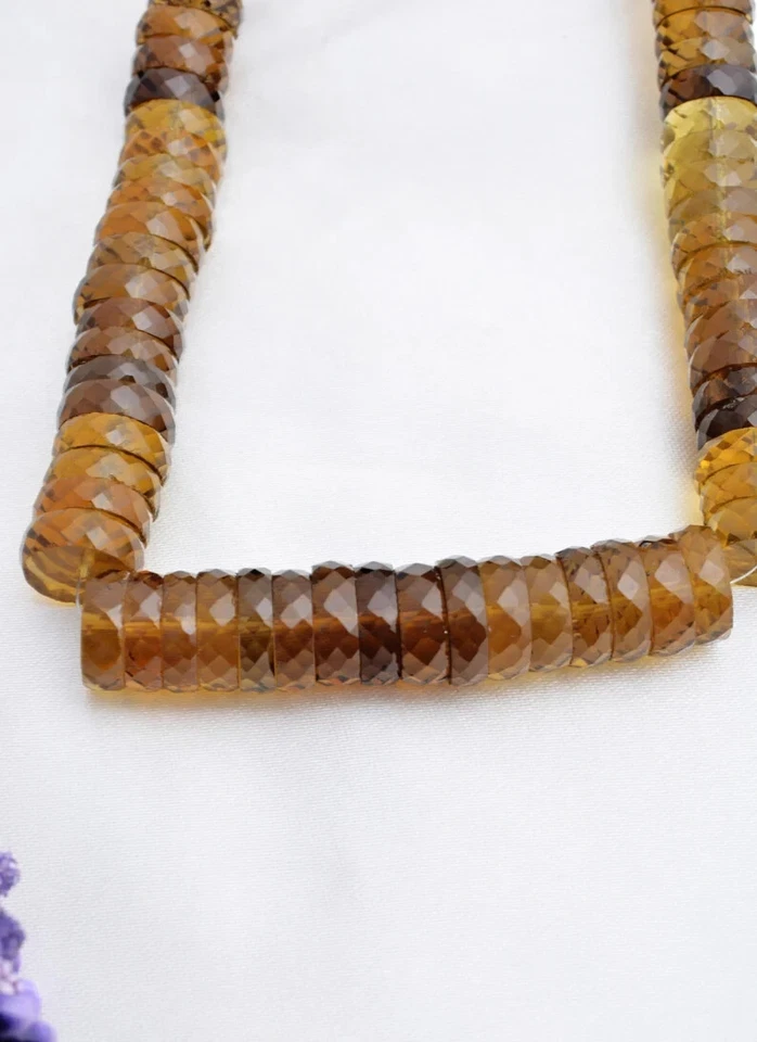 Neumático facetado sombreado cuarzo cerveza 1 hilo piedras preciosas Foto 4 de 4