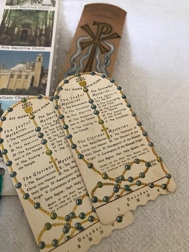 4 Vintage Religious Book Marks Flowers Holy Land Bookmark Rosary - Picture 4 of 4