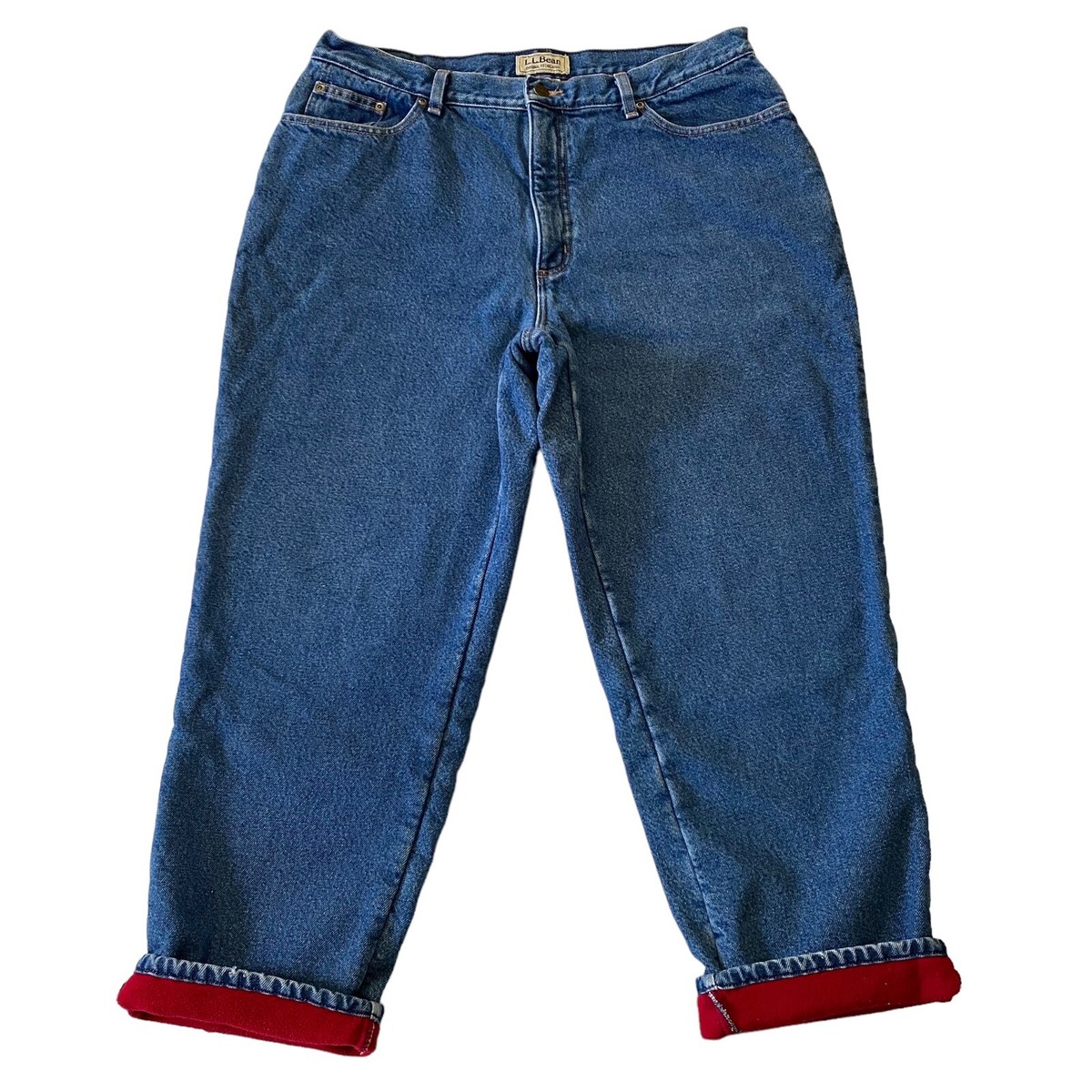 Vintage Bean Fleece Lined Original Fit Relaxed Light Wash Jeans Size  18 P