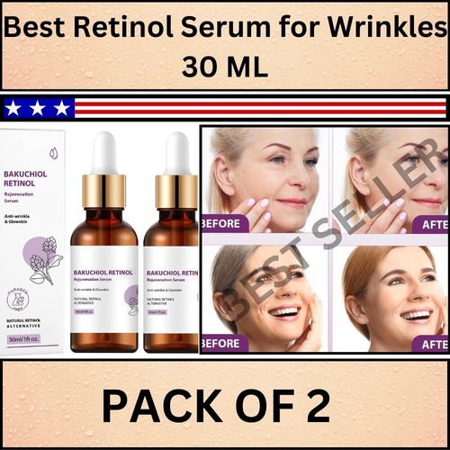 2pcs Bakuchiol Retinol Rejuvenation Korean Serum for Wrinkles & Anti-Aging 30ml