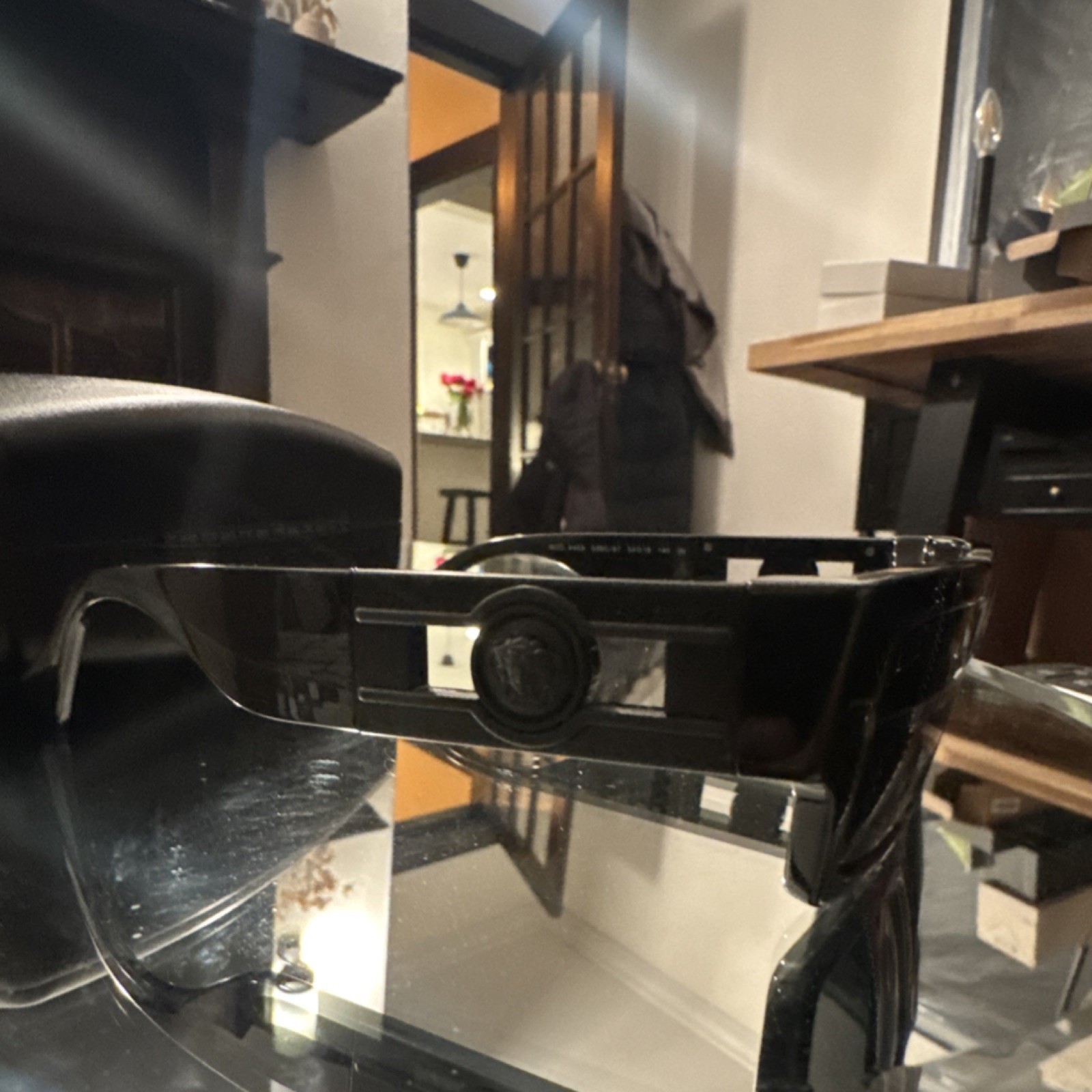 Versace Square Sunglasses Black Plastic Men's Gray Tinted Designer Medallion thumbnail 2