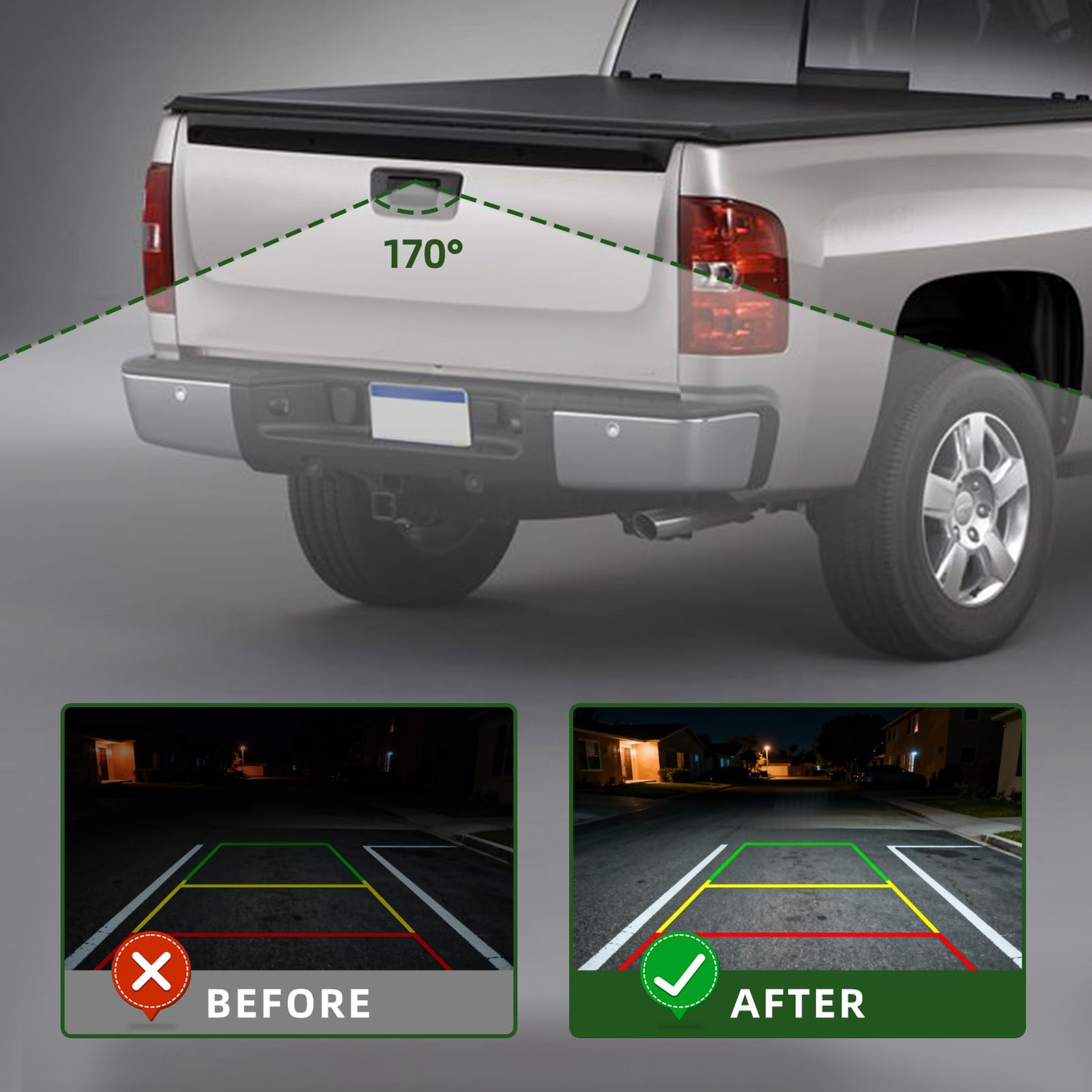 Rear View Backup Camera for Silverado/Sierra 2007-2013 w/Tailgate Handle 170°...