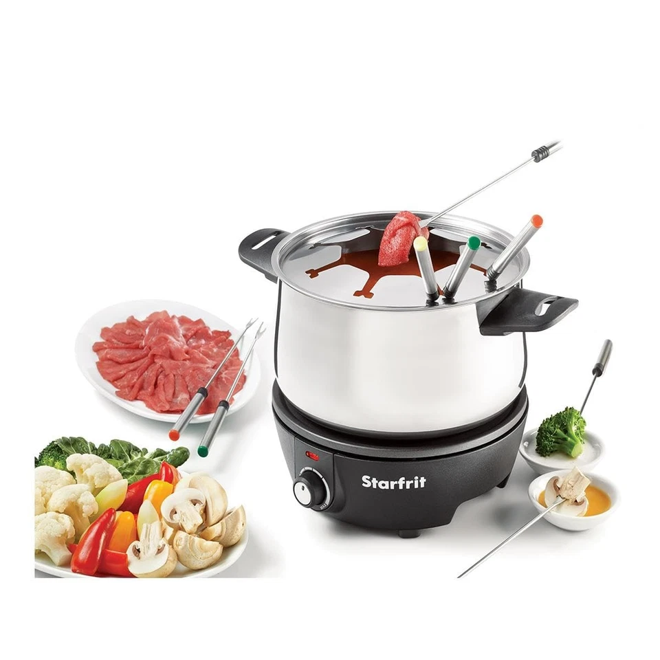 Conjunto de fondue elétrico Starfrit 12 peças 3L 1500W queijo chocolate cabo magnético - Imagem 2 de 4