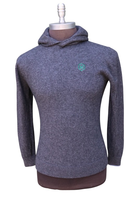 Greyson Wool Cashmere Gray Golf Hoodie Sweatshirt Pullover SZ M