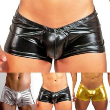 Sexy Gay Men's Metal Trunk Briefs Size M~3XL Black/Gold/Silver Available