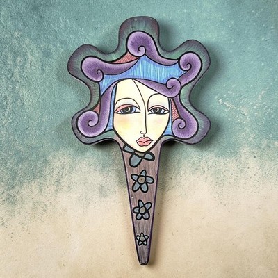 Kimberly Willcox For Silvestri Hand Mirror Pop Folk Art Woman's Face Portrait