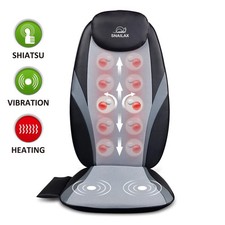 Snailax Shiatsu Masajeador de Espalda con Calor, Almohadilla para Silla de Masaje Cojín para Asiento de Masaje