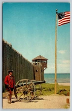 Fort Michilimackinac Mackinaw City MI British Attendant Vintage Postcard