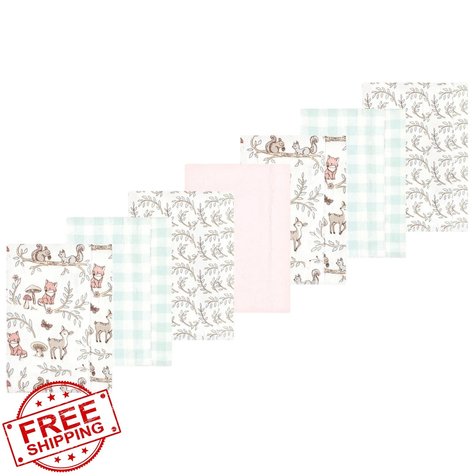 Luvable Friends Burp Cloths Pink Forest Friends