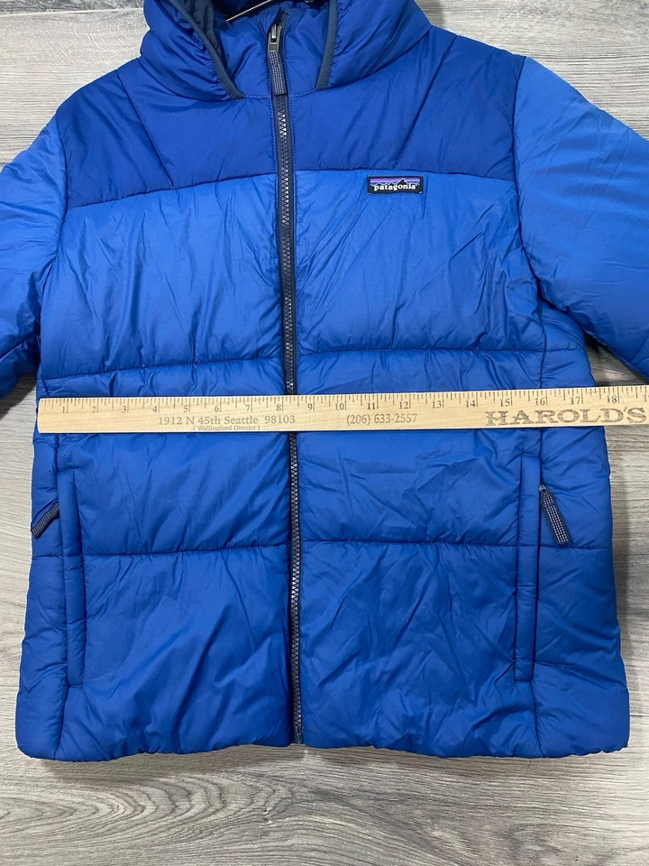 Patagonia Kids Blue Puffer Jacket Sz 14 Boys Hooded  - Image 4 of 4