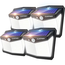 Claoner Solar Lights Outdoor 128 LED 4 Packs Solar Motion Sensor Lights 3 Workin