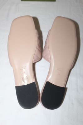 NWB Gucci GG Marmont Chevron Flats Slides Sandals Slip Ons Skin