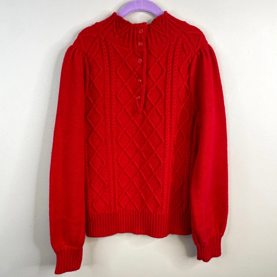 Janie and Jack Girls Americana Cable Knit Sweater NWT 10 Red Wool Blend Holiday - Image 2 of 4