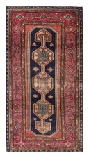 Vintage 4'6" x 8'7" Geometric Hand-Knotted Carpet Traditional Wool Area Rug