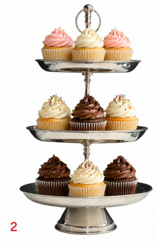 3 Tier Stainless Steel Serving Stand Dessert Cupcake Fruit Tray Display Platter
