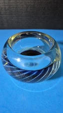 Robert Eickholt Dichroic Art Glass Blue Air Bubble Twist Reflection Bowl Signed 