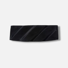 Stefano Ricci Men's Black Diagonally-Pleated Cummerbund Size XXXL