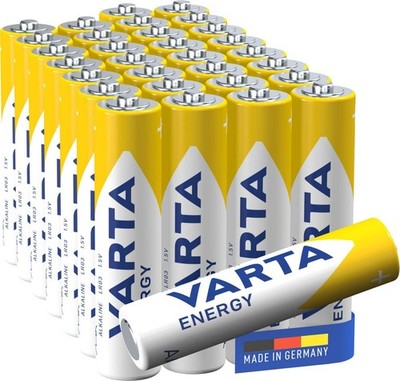 VARTA Batterien AAA, 30 Stück, Energy, Alkaline, 1,5V Verpackung zu 80% recycelt