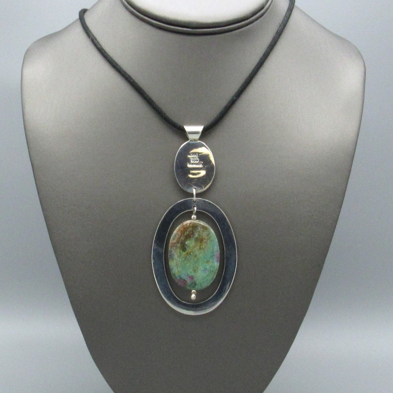 Bold Sterling Silver and Ruby Zoisite Pendant - image 5