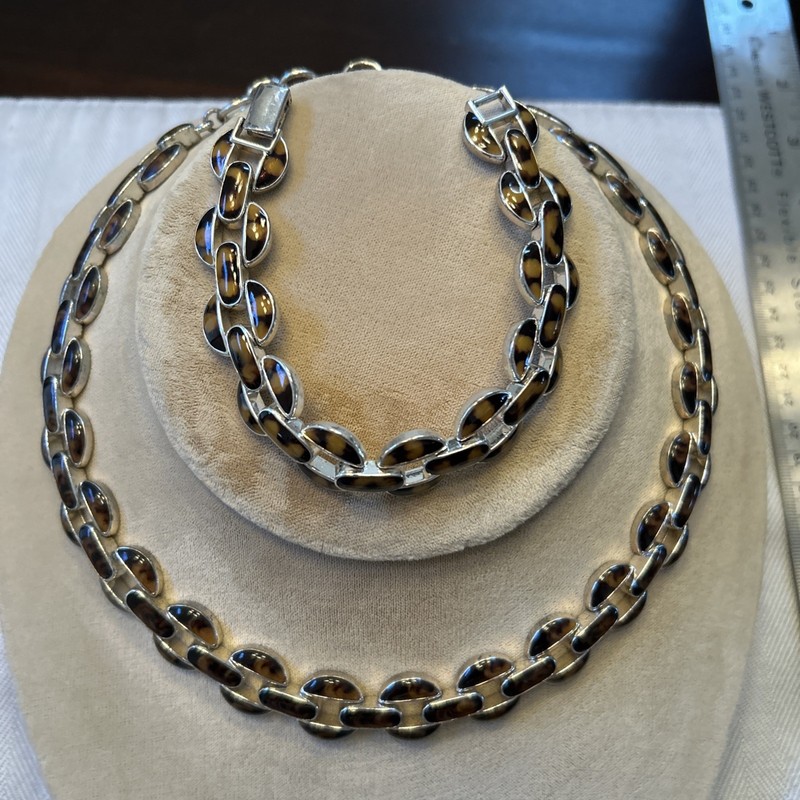 Necklace and Bracelet Set Tortoise Shell Pattern 