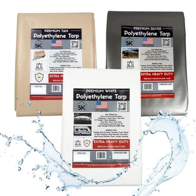 Extreme Heavy Duty Poly Tarp 16mil Canopy Cover TRUE FINISHED SIZE Waterproof UV - Image 1 of 4