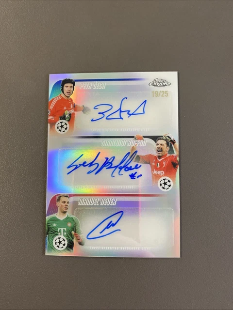 2025-26 Topps Chrome UEFA Petr Cech Buffon Never Refractor Triple Auto 19/25