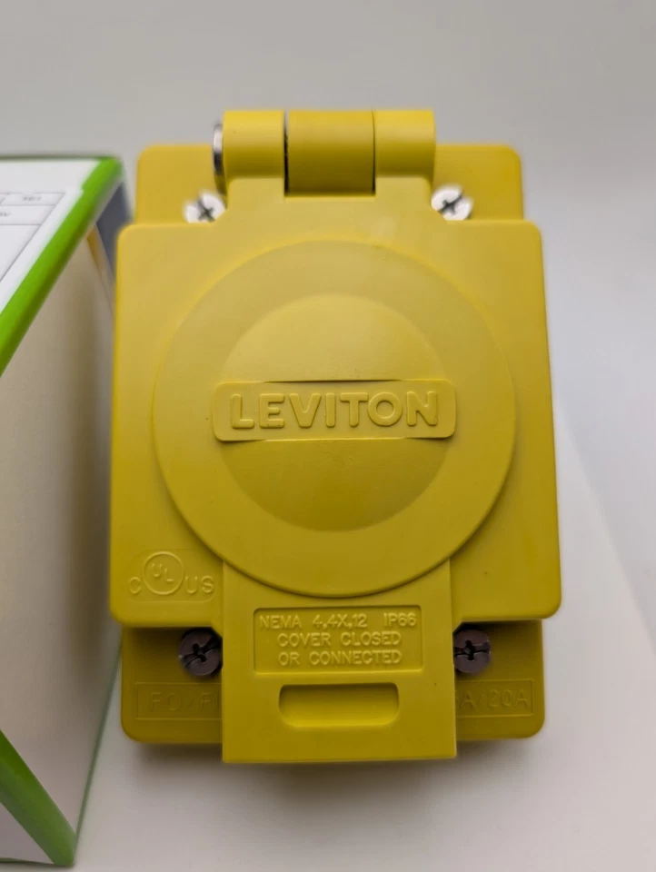Leviton Wetguard Watertight Straight Blade Outlet 125V 15A Yellow, IP66 90W47-S - Image 2 of 4