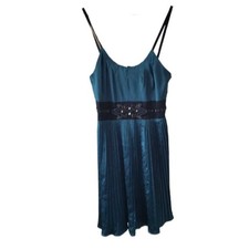 Guess Stretch Dark Green Mini Satin Cocktail Dress with Gemstones