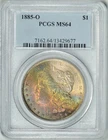 1885-O  PCGS  MS64  Morgan Dollar  *  GORGEOUS RAINBOW TONING  *  #13429677