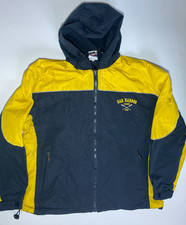 Vintage Bar Harbor Maine Jacket  Mens Size Small Hooded Yellow Navy Fleece Lined