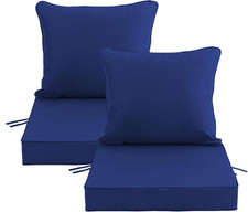 Outdoor Chair Cushion Set of 2, 24x24 Inch, Water-Repellent, Navy