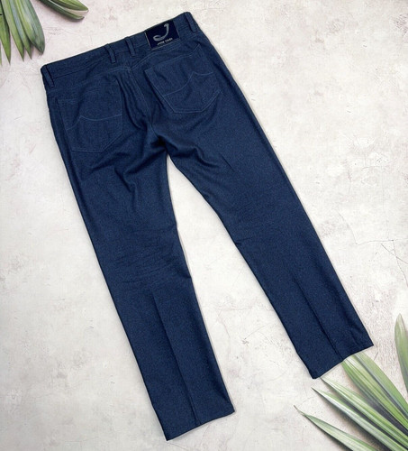 Jacob Cohen Wool Pants Trousers Style 622 Dark Melange Blue - 33 / W33 x L30