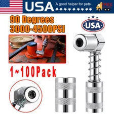 90 Degree Grease Nozzle Adapter 3Jaw Coupler Grease Fitting Tool w/ Sleeves
