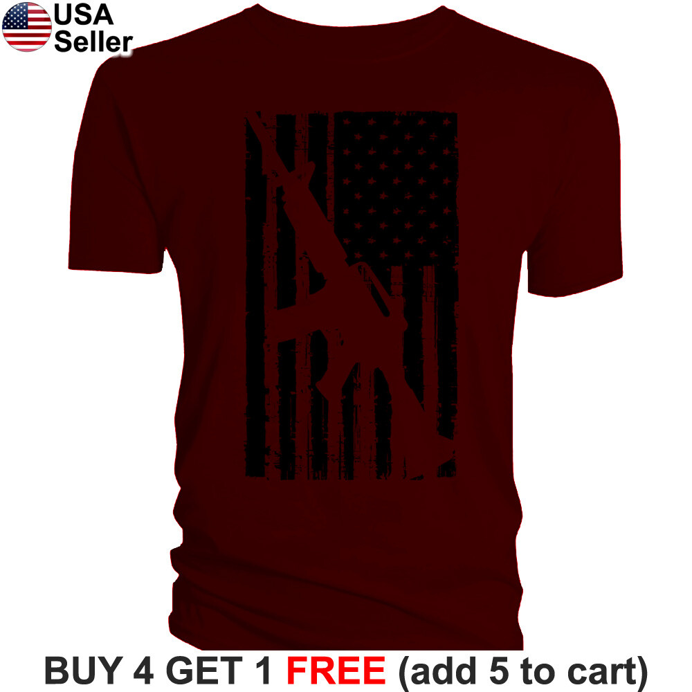 AR15 American Flag T-Shirt M4 USA Assault Rifle AR 15 M16 2nd Amendment 2a Colt