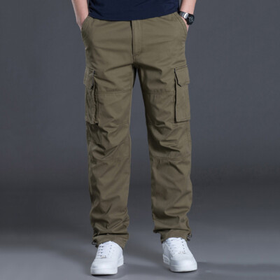 Herren Mehrere Taschen Cargohose Lang Hose Freizeit Gerade Slim S-3XL