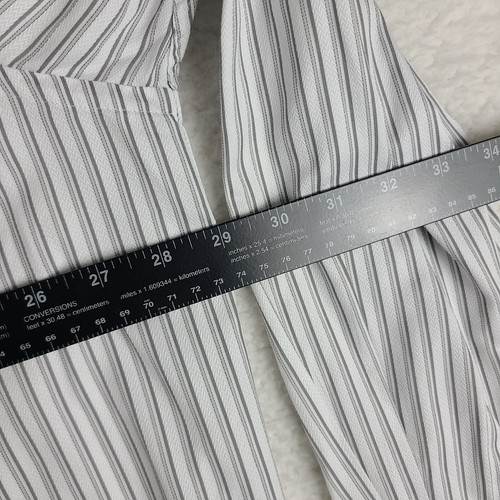 David Donahue Dress Shirt Mens 18.5 34/35 BIG Gray Striped Cotton Button Up - Picture 5 of 9