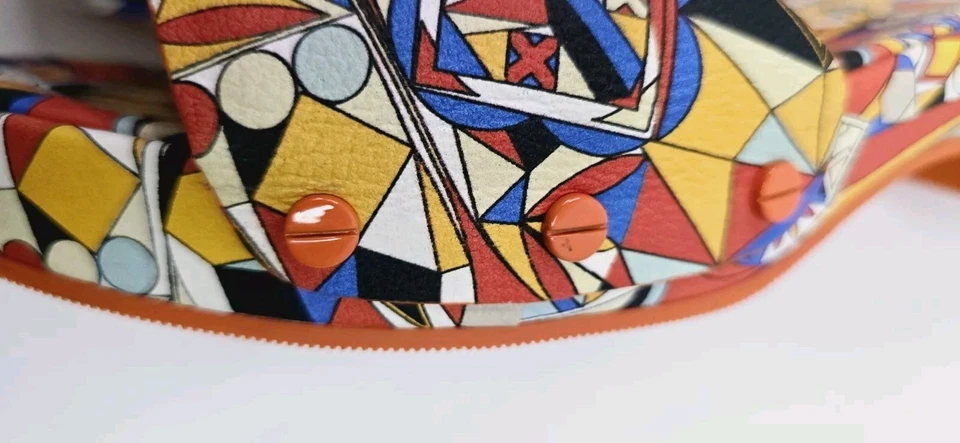 Sandalias Tory Burch Noah Mule Coloridas Estampado Geo Dulce Mandarina Mujer Talla 9.5M Foto 4 de 4