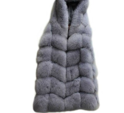 Gilet In Vera Pelliccia Di Volpe Emas Fur - Lusso Moderno In Pelle D'agnello, Taglia Unica