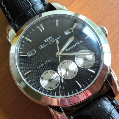 NEU HERREN 20 JEWEL AUTOMATIK VAAN KONRAD KALENDERUHR SCHWARZ ÜBERSCHUSSMODELL