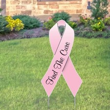 Breast Cancer Awareness Pink Ribbon Yard Sign with Stakes 19600