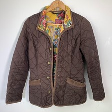 Joules Moredale Quilted Jacket UK 8 XS Women's Brown Coat Floral Lining