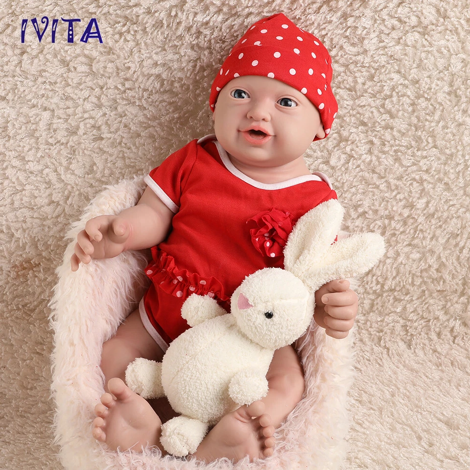 IVITA 23'' Big Reborn Full Body Silicone Doll Adorable Smile Newborn Baby Girl - Image 3 of 4