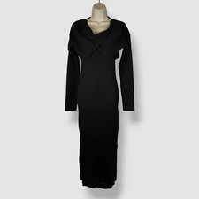 Vestido Suéter Para Mujer Naadam Negro Cachemir Frente Torcido 2 Piezas Talla M