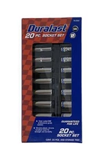 Duralast 20PC Socket Set + Storage Tray (70-333) - 1/4 Drive, SAE, 6 Point