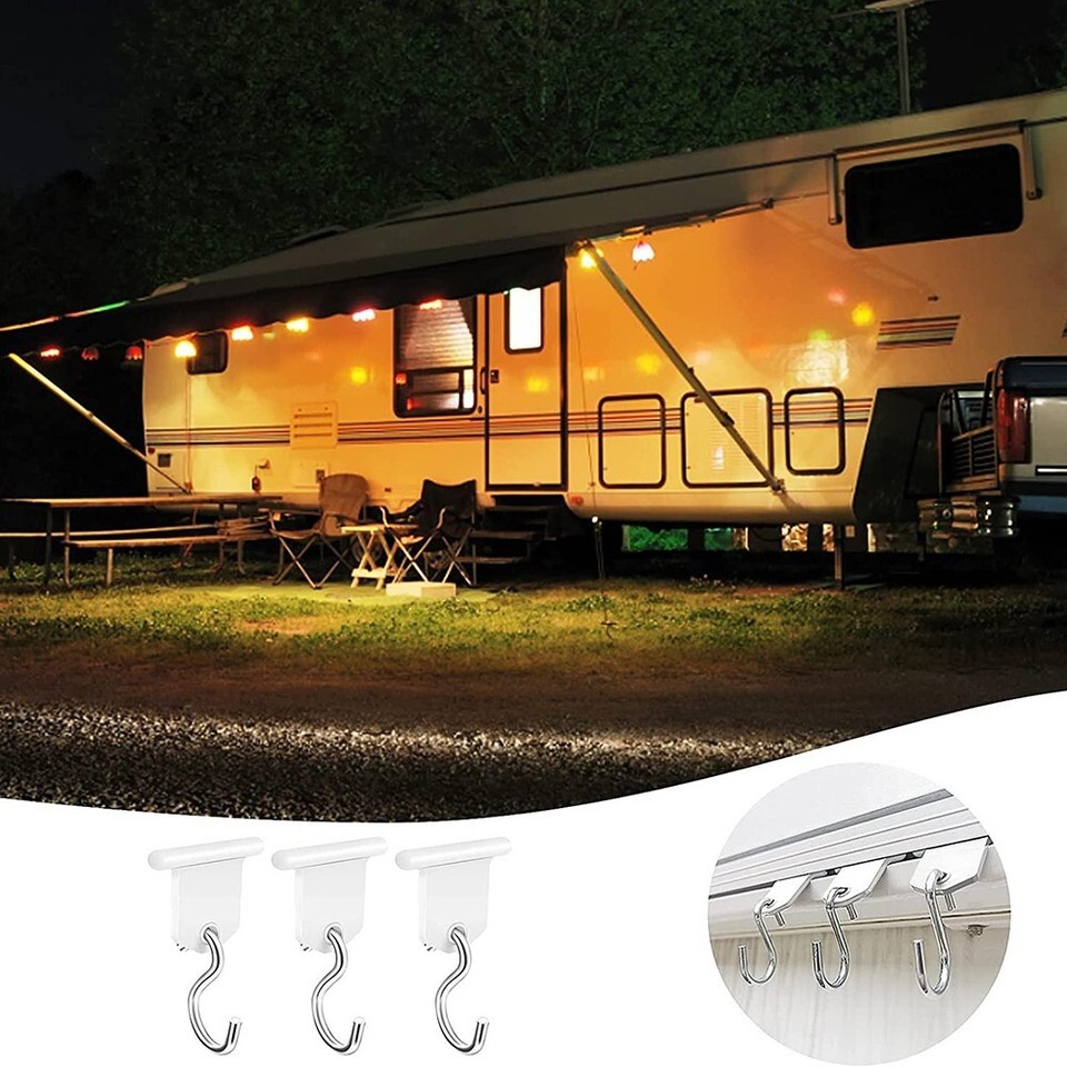 8x Camping Awning Hooks Clips RV Tent Hangers For Caravan Camper Spare