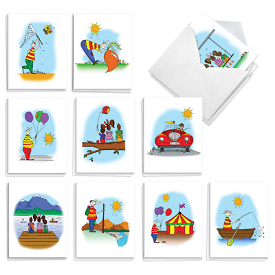 20 Assorted Blank Notecards Set 4x5.12'' w/Envelope(10 Designs) Childhood Dreams