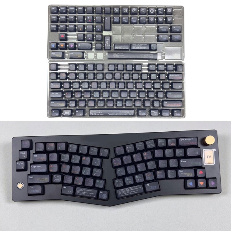 Mechanical Keyboard XDA Profile Sublimated Keycaps 128Pcs Black for Programmers and Typists