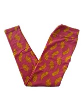 Lularoe OS One Size Leggings Soft NEW Pink Yellow Feathers 3175